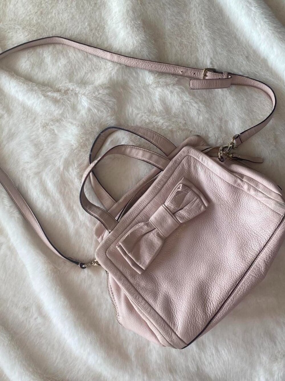 Kate Spade New York light pink leather bow bag ♡